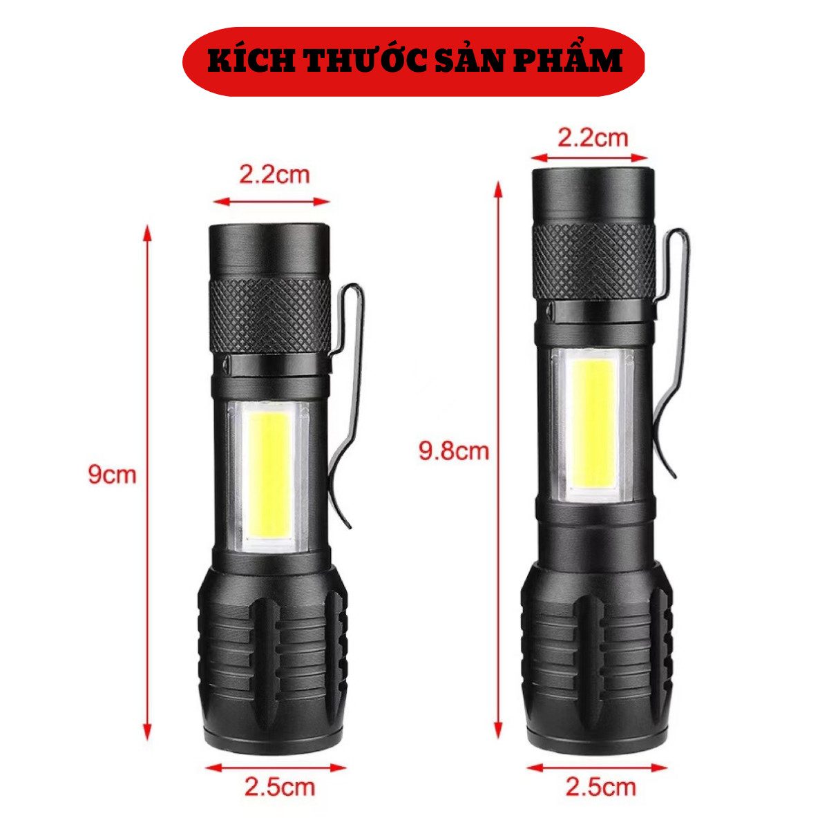 ĐÈN PIN MINI CẦM TAY 3 CHẾ ĐỘ 10CM