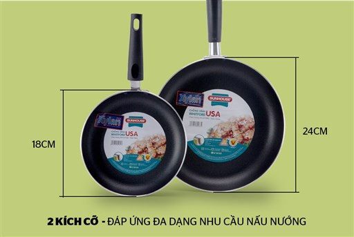 BỘ 2 CHẢO ĐÔI CHỐNG DÍNH SUNHOUSE 18-24CM