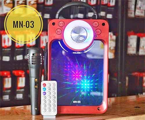 LOA GỖ BLUETOOTH LED MN03 KÈM MÍC DÂY