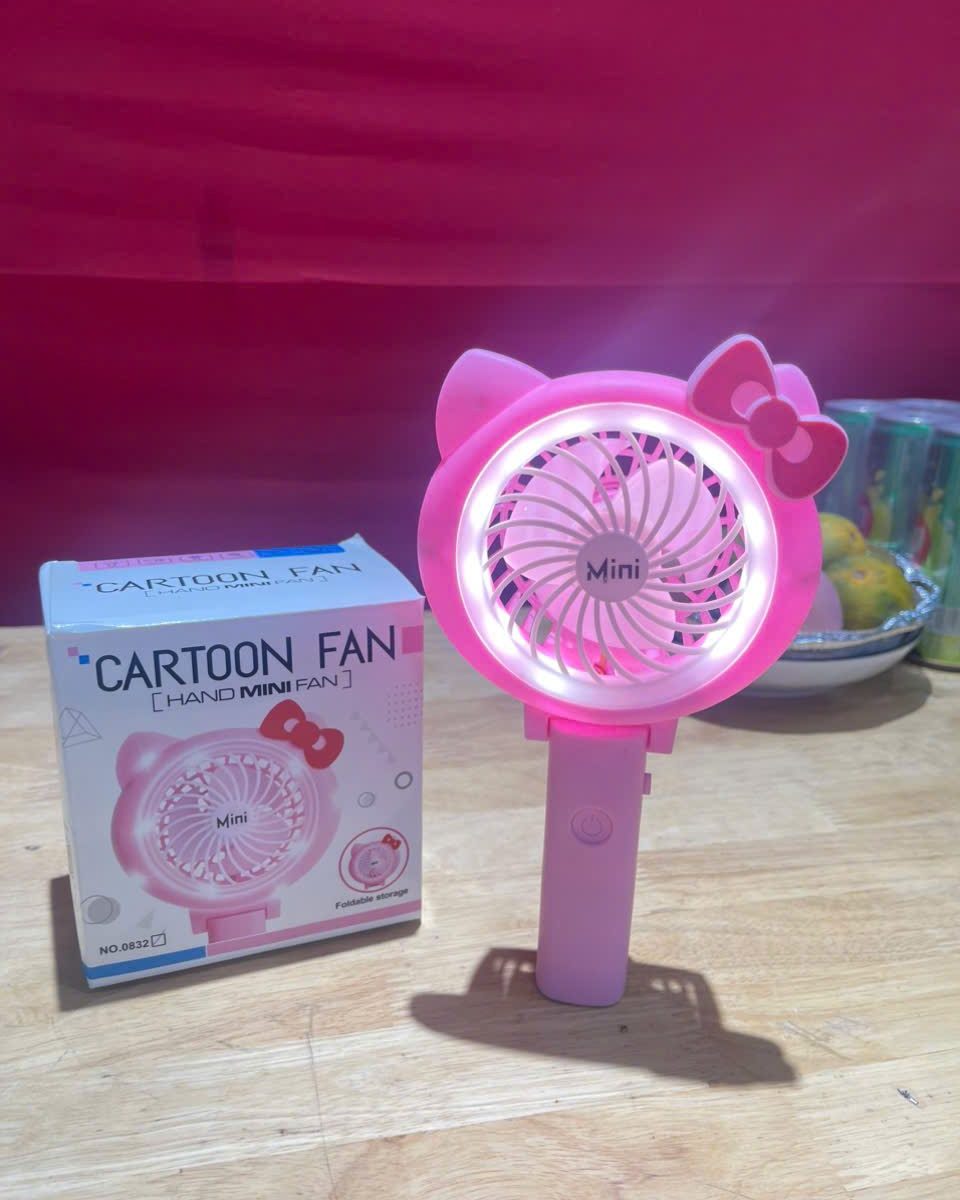 QUẠT MINI CẦM TAY HÌNH THÚ GẤP GỌN CÓ ĐÈN 0832