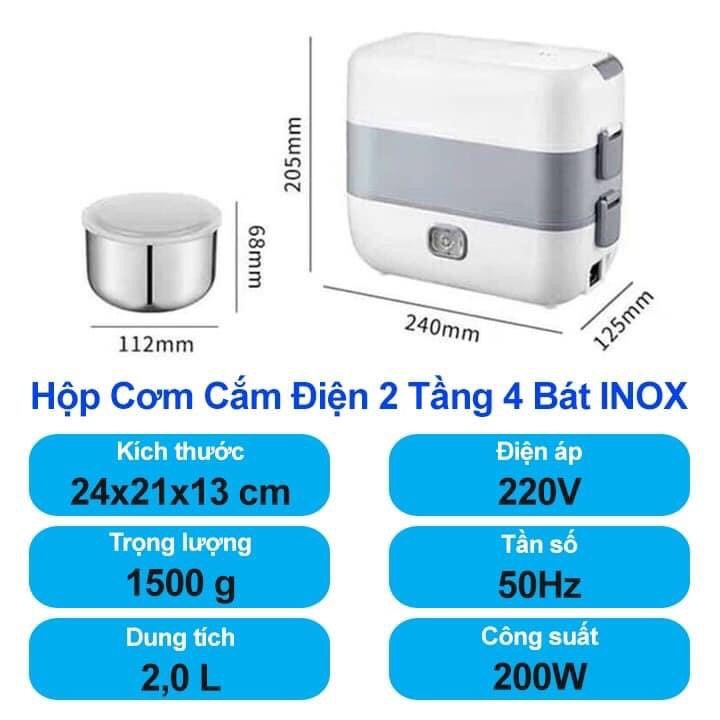 HỘP CƠM HÂM NÓNG 4 NGĂN CHỮ NHẬT