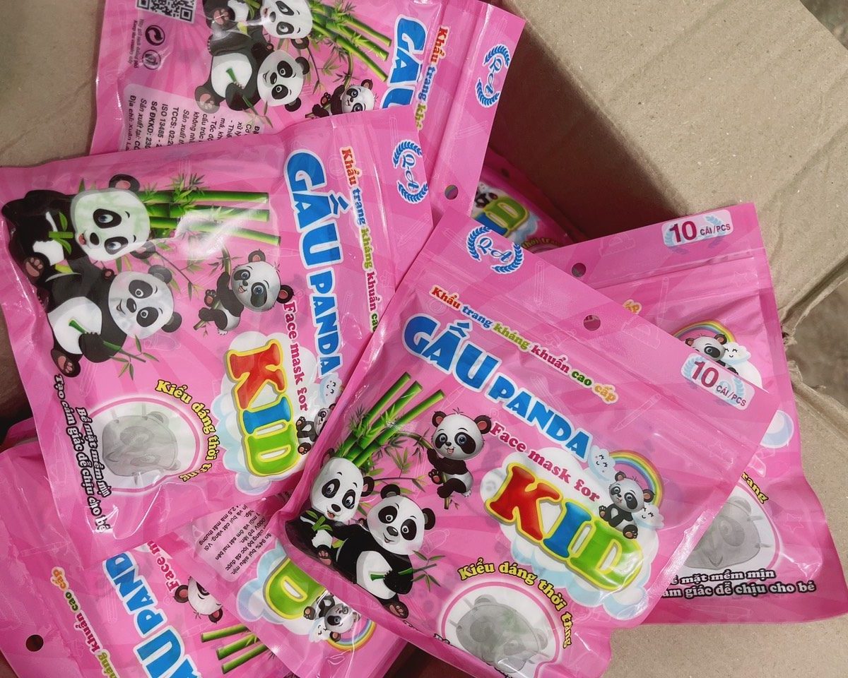 KHẨU TRANG MẦM CHỒI LÁ GẤU PANDA 1 - 5 TUỔI (10c/ set)