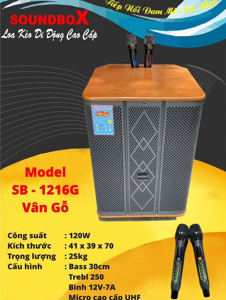 LOA KARAOKE SOUND BOX SD 1216G BASS 30 KÈM 2 MÍC CHỈNH  TẦNG SỐ
