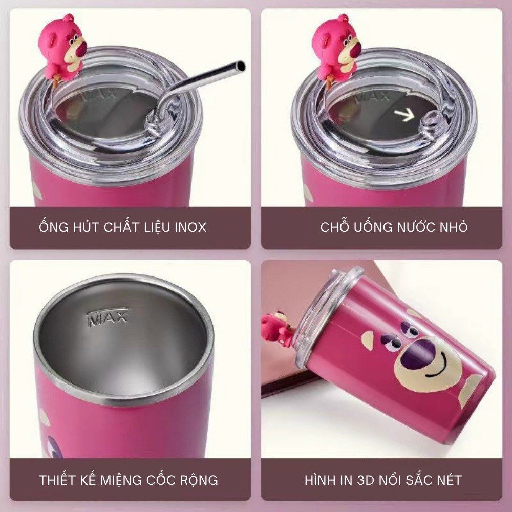 LY GIỮ NHIỆT HOẠT HÌNH 450ML KÈM ỐNG HÚT