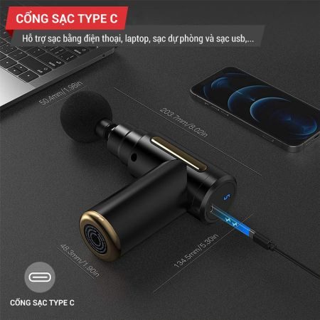 SÚNG MASSAGE CẦM TAY KÈM 4 ĐẦU GUN