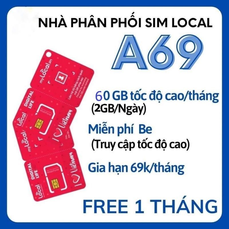 SIM MOBI LOCAL GÓI A69 2G DATA/ NGÀY HSD 1 THÁNG