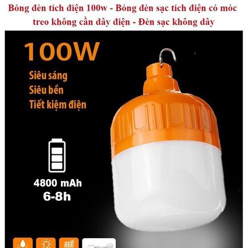 ĐÈN SẠC CAM 100W CÓ MÓC TREO 3 CHẾ ĐỘ SÁNG