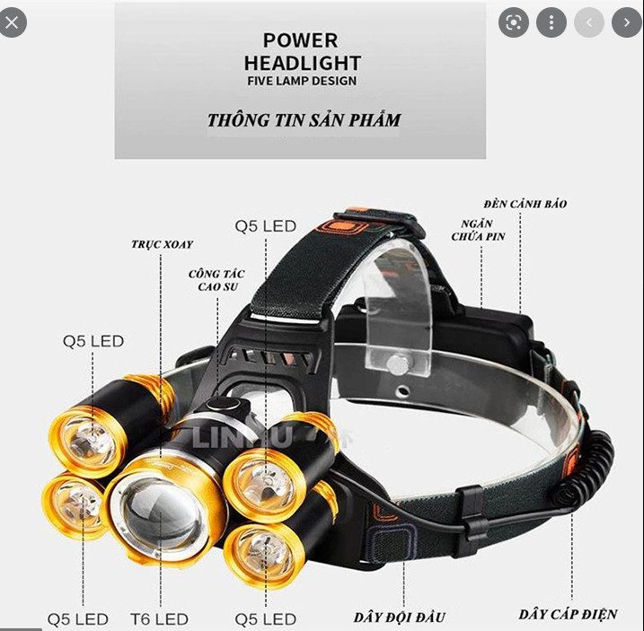 ĐÈN PIN ĐEO ĐẦU 5 PHA