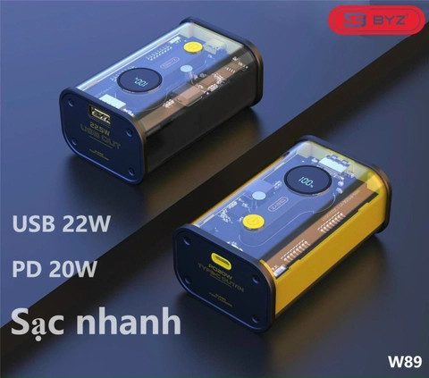 PIN SẠC DỰ PHÒNG TRONG SUỐT 10,000MAH W89 TRONG SUỐT