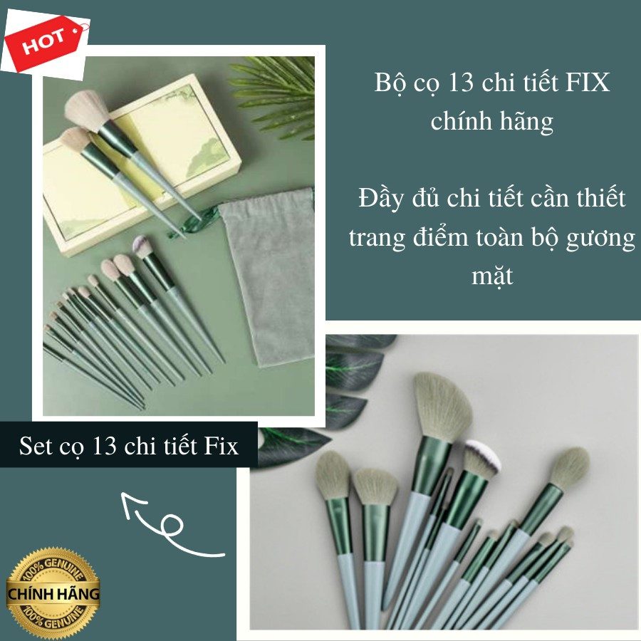 BỘ CỌ TRANG ĐIỂM 13 MÓN FIX+ (KÈM TÚI NHUNG)
