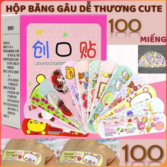 HỘP 100 BĂNG KEO CÁ NHÂN HOẠ TIẾT XINH XẮN