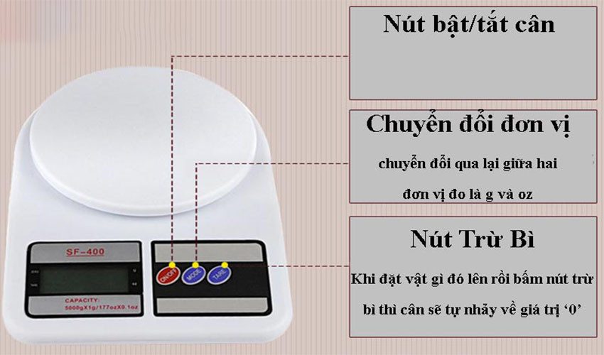 CÂN ĐIỆN TỬ NHÀ BẾP 7KG (SF-400) 3 CÂN ĐIỆN TỬ NHÀ BẾP 7KG (SF-400) - Ảnh 3