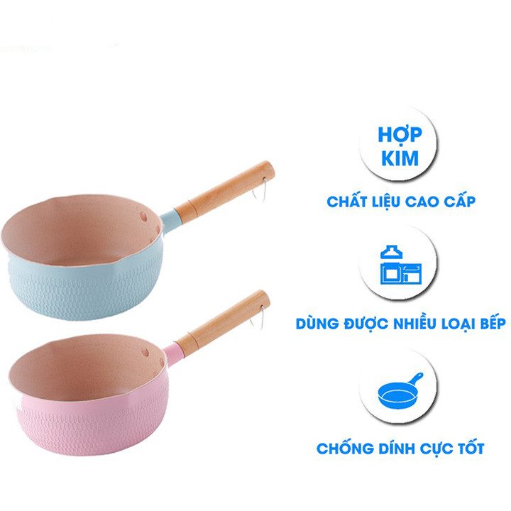 CHẢO CHỐNG DÍNH 18CM CÁN GỖ (DÙNG DC BẾP TỪ)