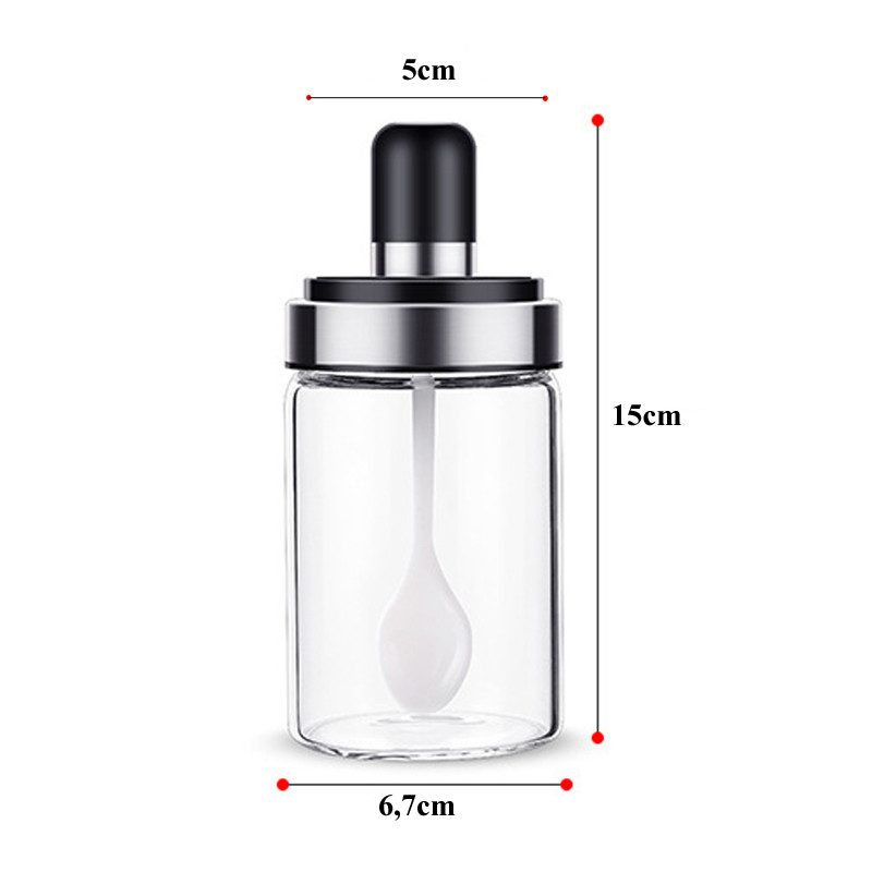 LỌ GIA VỊ THỦY TINH 250ML KÈM MUỖNG