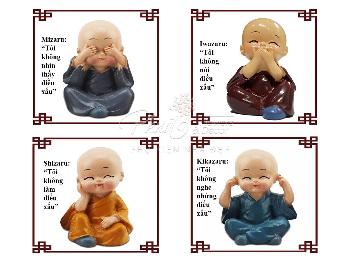 BỘ 4 CHÚ TIỂU ĐỂ XE HƠI { TƯỢNG 4 KHÔNG)