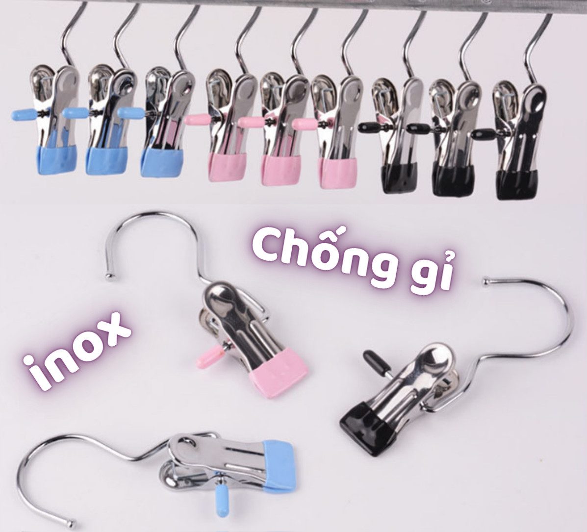 COMBO 5 MÓC KẸP INOX ĐA NĂNG 3 COMBO 5 MÓC KẸP INOX ĐA NĂNG - Ảnh 3