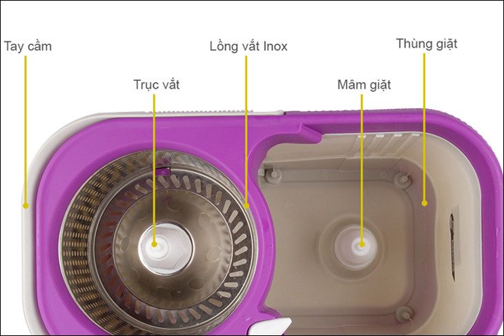 BỘ LAU NHÀ XOAY 360 LỒNG INOX