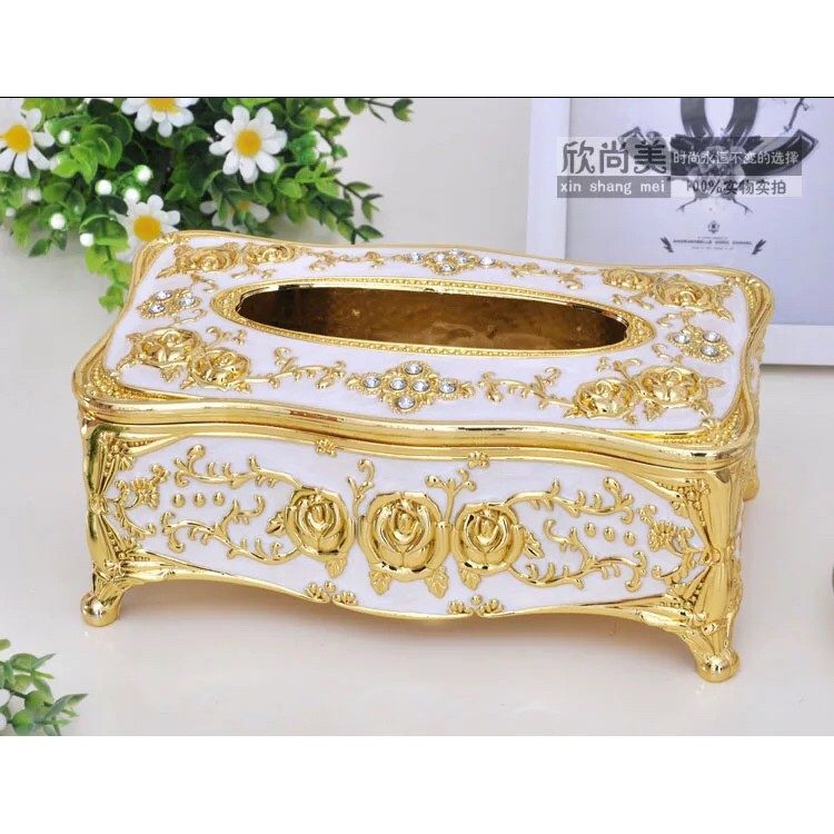 HỘP ĐỰNG KHĂN GIẤY MẠ VÀNG CAO CẤP