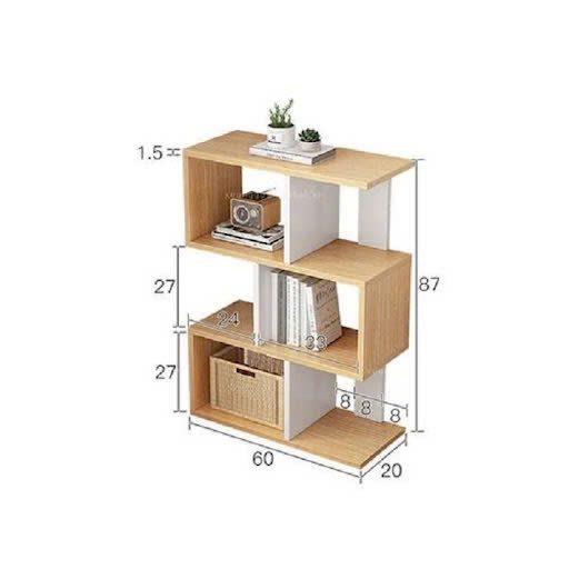 KỆ SÁCH TRANG TRÍ 4 TẦNG CHỮ S