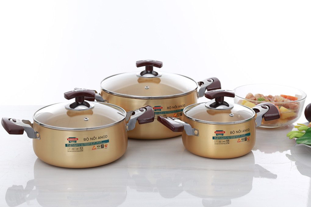 BỘ 3 NỒI CAO CẤP SUNHOUSE ANOD