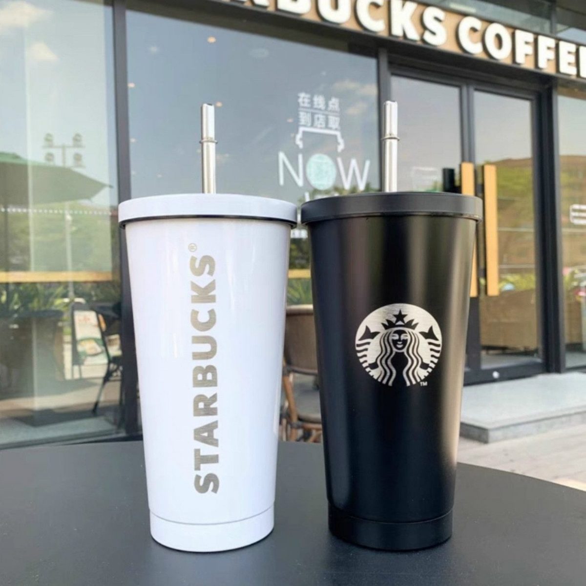 LY GIỮ NHIỆT STARBUCK HOA VĂN 750ML KÈM ỐNG HÚT