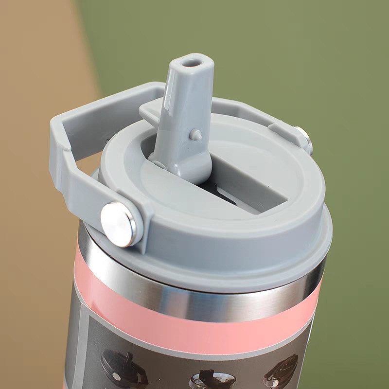 LY GIỮ NHIỆT INOX 2 MÀU CÓ HÌNH KÈM QUAI XÁCH 2 LY GIỮ NHIỆT INOX 2 MÀU CÓ HÌNH KÈM QUAI XÁCH - Ảnh 2