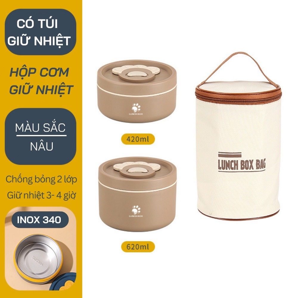 HỘP CƠM 3 TÂNG LUCKY KÈM TÚI NHIỆT MUỖNG ĐŨA