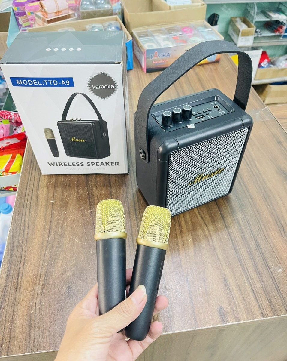 LOA KARAOKE 2 MÍC KHÔNG DÂY TTD A9