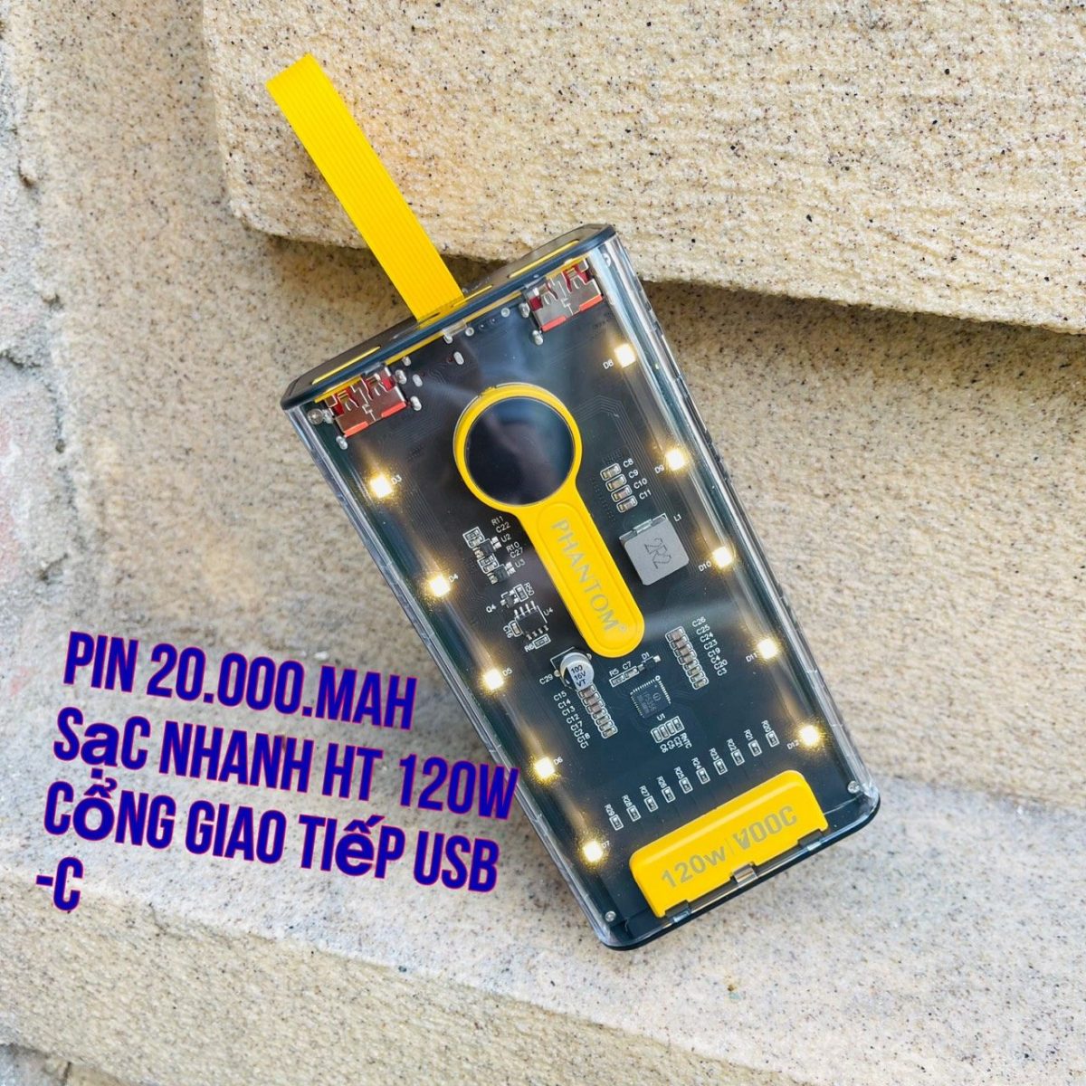 PIN DỰ PHÒNG PHANTOM P22 20.000MAH TRONG SUỐT