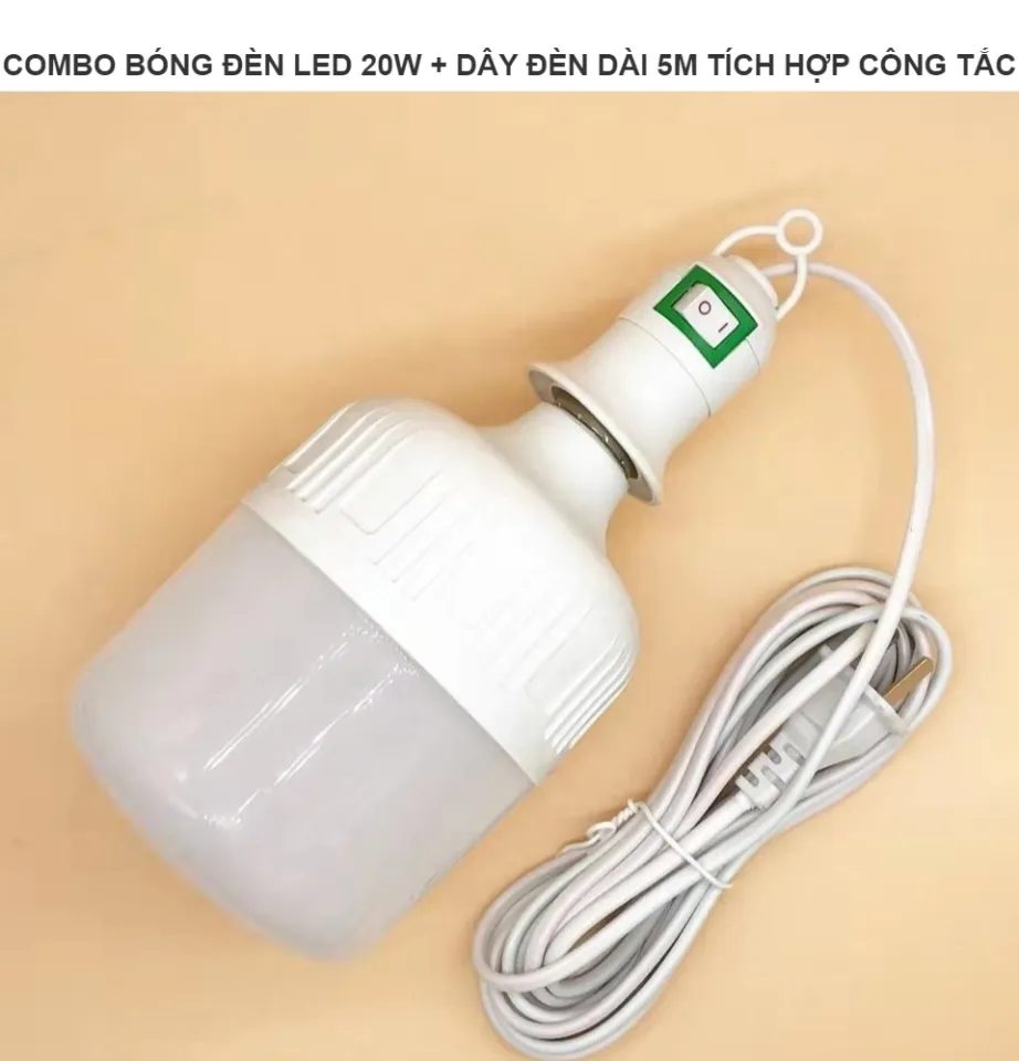 BÓNG ĐÈN LED 20W KÈM DÂY 3M CÓ CÔNG TẮT