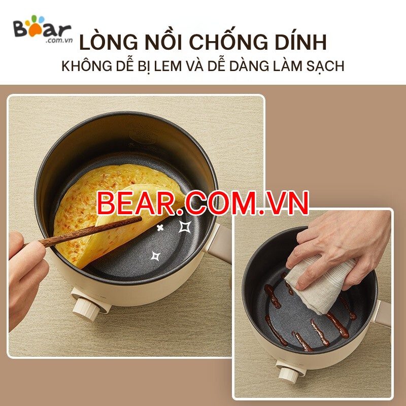 CA NẤU MỲ BEAR 1.2L LỒNG HẤP NHỰA