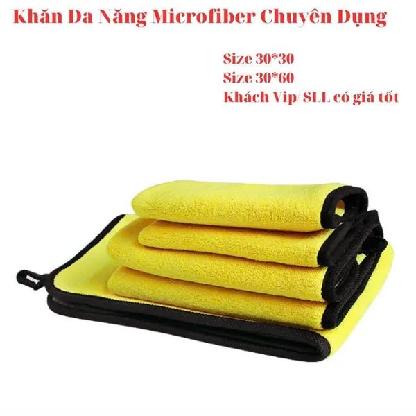 KHĂN LAU XE 2 LỚP 30X30CM MÓC TREO
