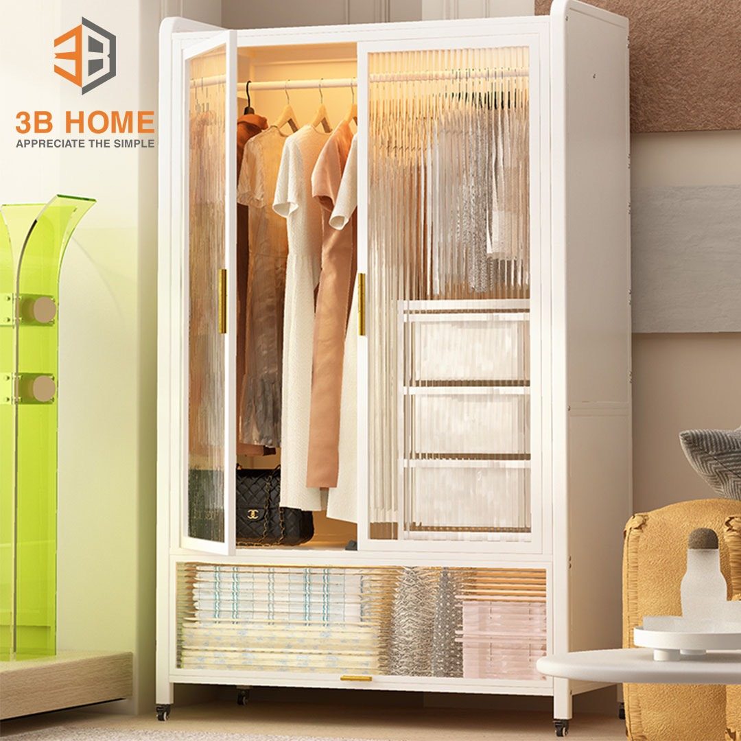 TỦ QUẦN ÁO MẪU MỚI CÓ RÈM KT R88.5*S44.5*C162.5CM