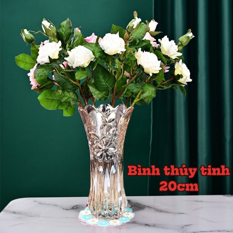 BÌNH BÔNG THỦY TINH 20CM MÀU