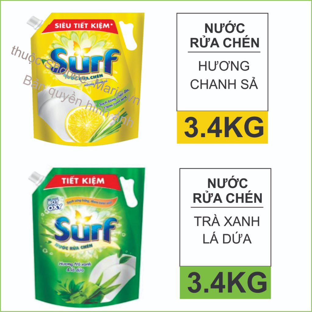 NƯỚC RỦA CHÉN SURF 3.4 KG HƯƠNG TRÀ XANH 3 NƯỚC RỦA CHÉN SURF 3.4 KG HƯƠNG TRÀ XANH - Ảnh 3