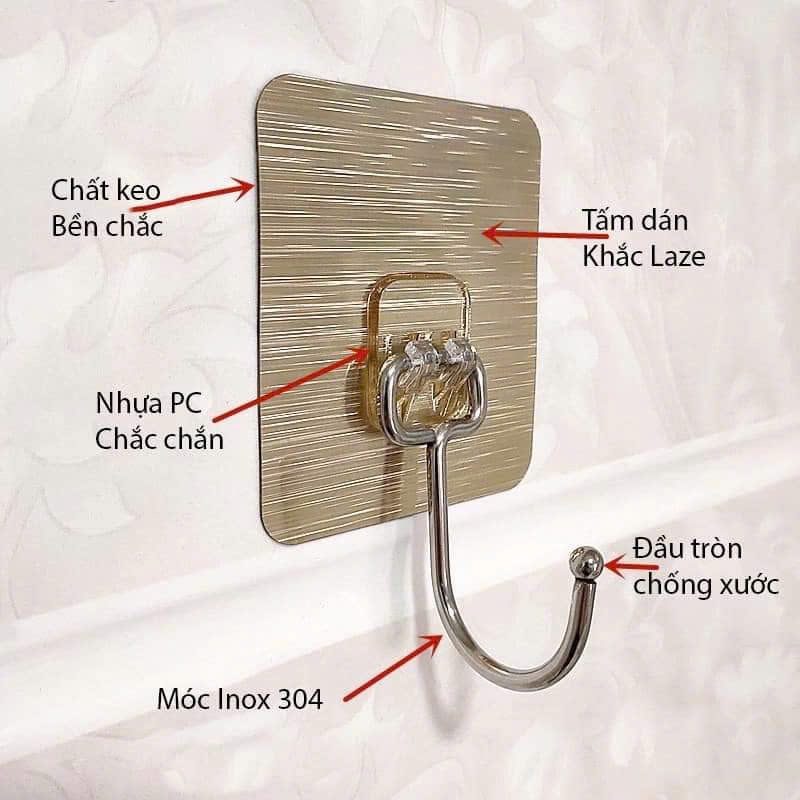 SET 10 MÓC DÁN INOX TRÁNG BẠC CHỊU LỰC