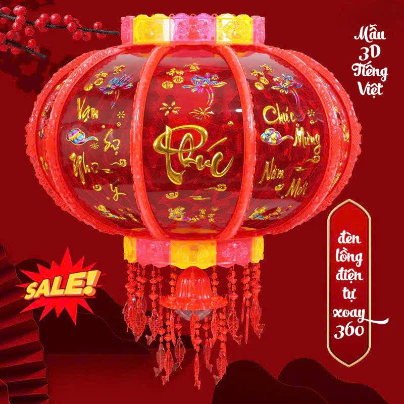LỒNG ĐÈN 5D XOAY 360 CÓ LED ĐỦ SIZE -#50-#70-#80cm
