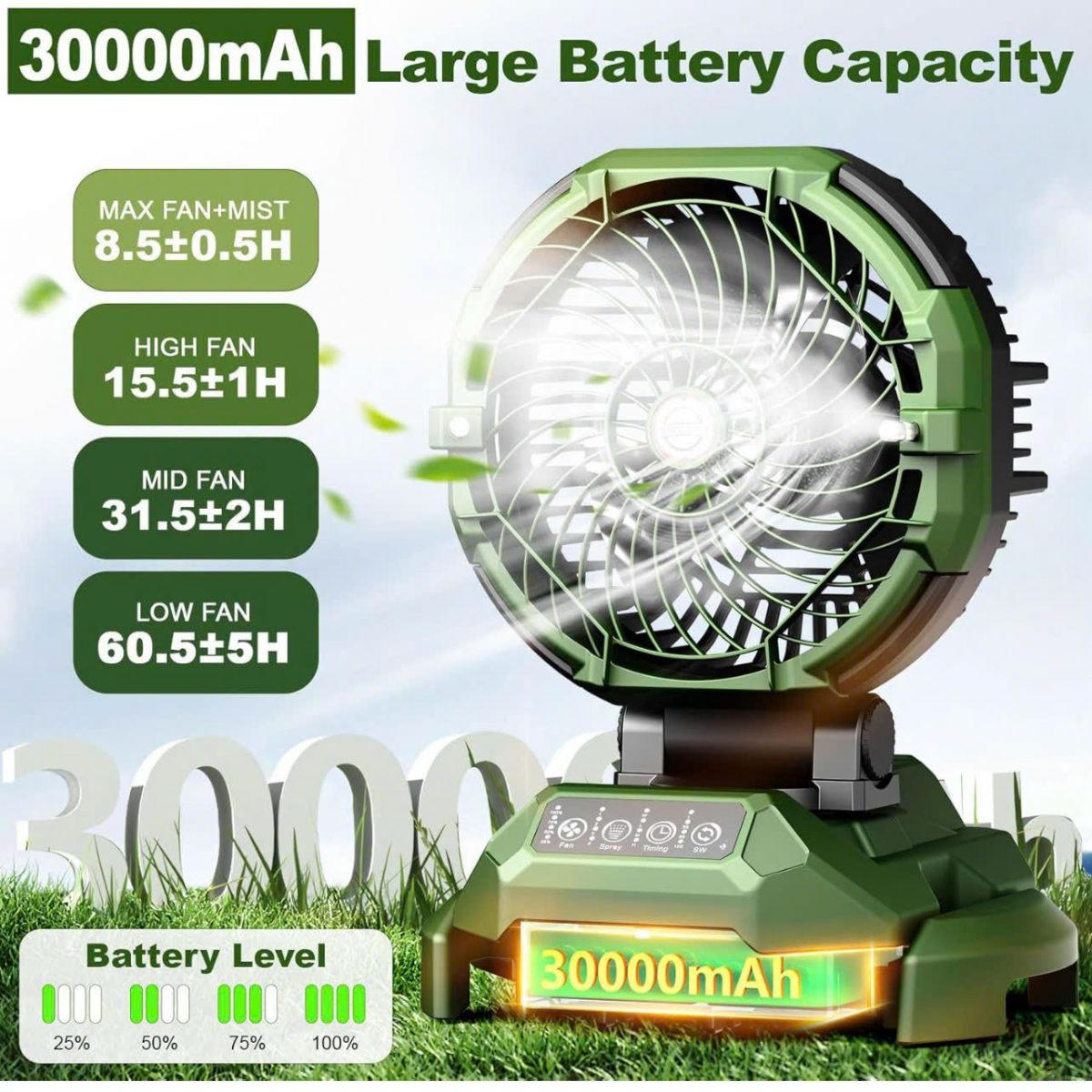 QUẠT PHUN SƯƠNG X69 PIN 30.000 MAH