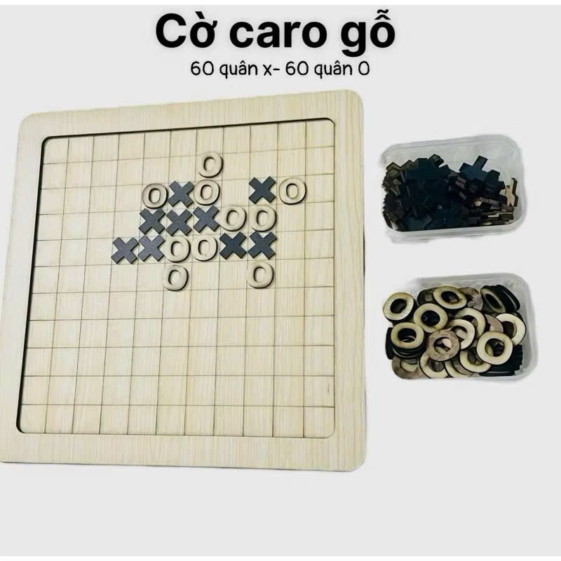 BỘ CỜ CARO GỖ KÈM 54 QUÂN