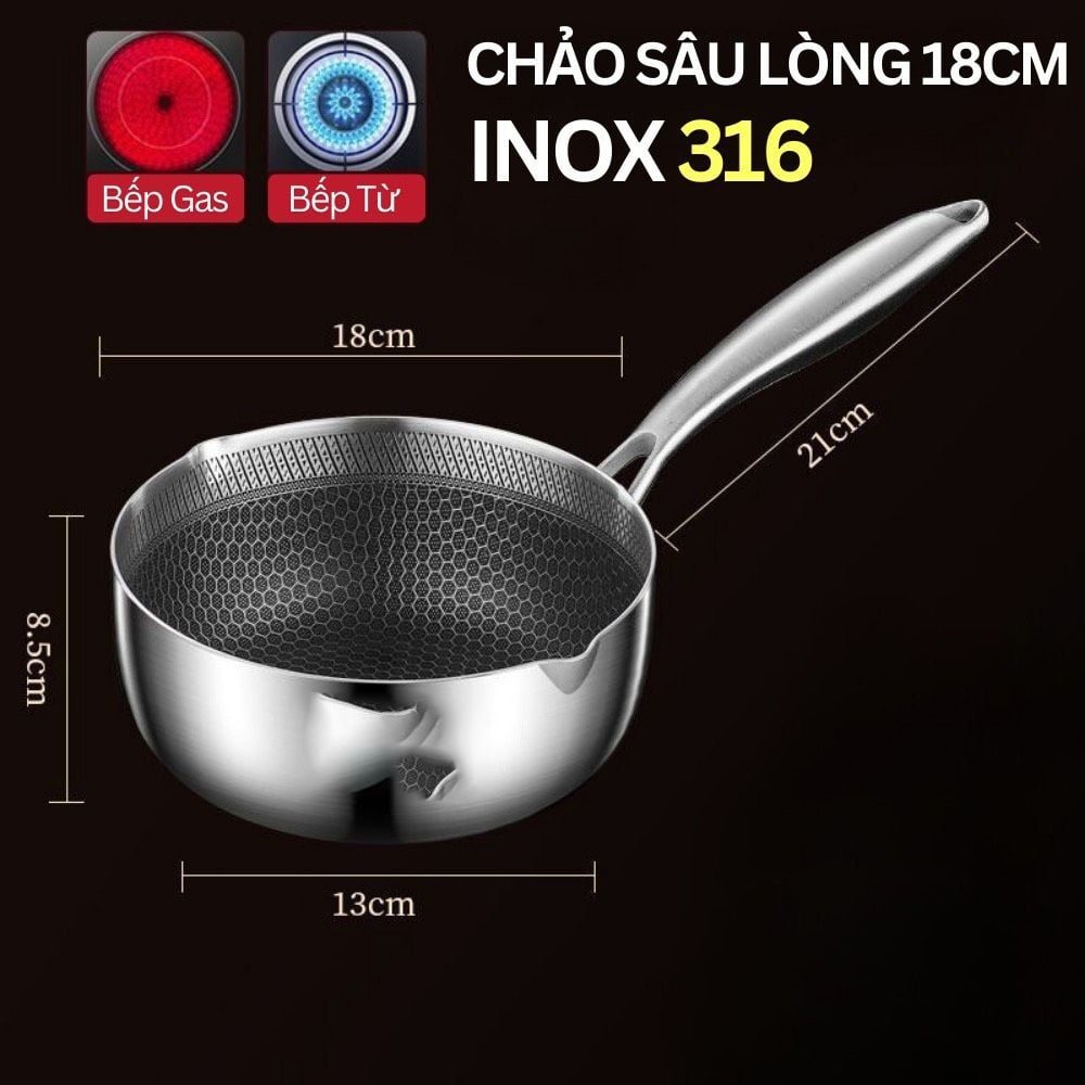 CHẢO TỔ ONG SÂU LÒNG 18CM TAY CẦM DÀI