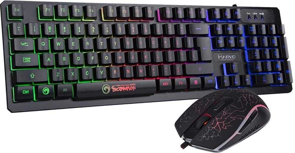 BỘ PHÍM CHUỘT MÁY TÍNH CÓ DÂY MARVO KM 408 LED ĐA MÀU