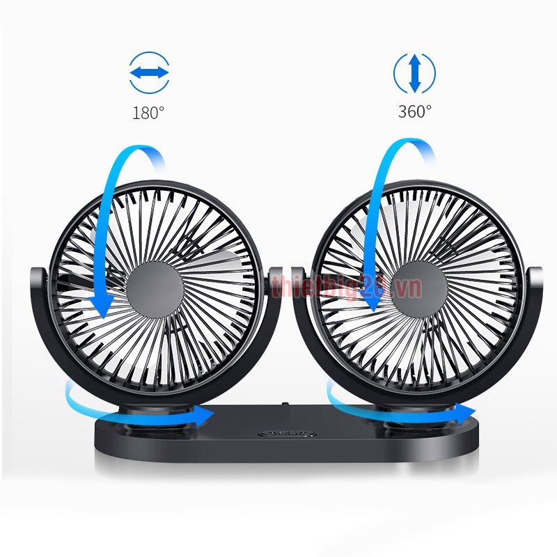 QUẠT ĐÔI ĐÊ XE HƠI NGUỒN USB R-8037 20CM- CÔNG SUÂT 10W