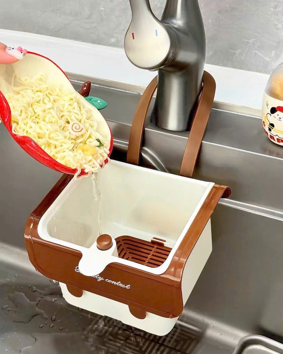 GIỞ LỌC RÁC  TREO BỒN RỬA CHÉN NÚT BẤM MỞ ĐÁY