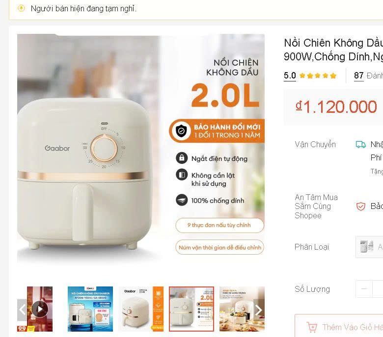 Nồi Chiên Không Dầu Mini GAABOR AF20M-YE01A Dung Tích 2L 4 Nồi Chiên Không Dầu Mini GAABOR AF20M-YE01A Dung Tích 2L - Ảnh 4