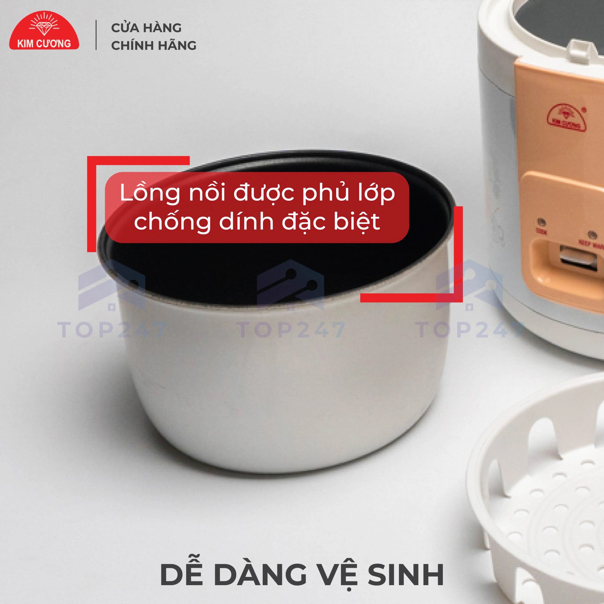NỒI CƠM KIM CƯƠNG 2.2L NẮP RỜI CHỐNG DÍNH 2 NỒI CƠM KIM CƯƠNG 2.2L NẮP RỜI CHỐNG DÍNH - Ảnh 2