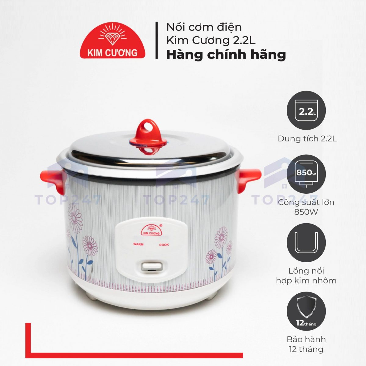 NỒI CƠM KIM CƯƠNG 2.2L NẮP RỜI CHỐNG DÍNH