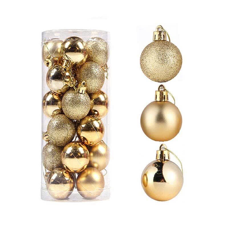 HỘP 24 TRÁI CHÂU 6/8CM TRANG TRÍ CÂY THÔNG