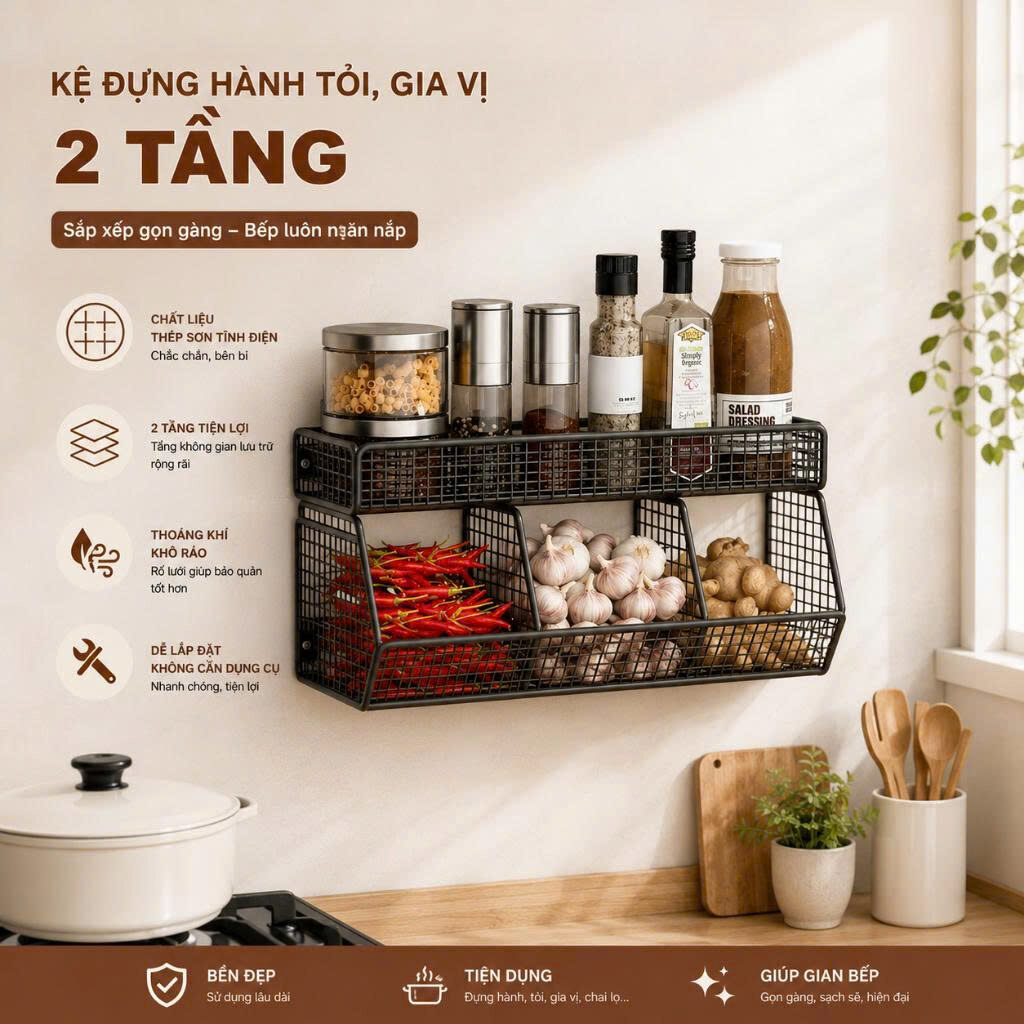 KỆ SẮT LƯỚI DÁN TƯỜNG 2 TẦNG 4 NGĂN 6 1 1 1 20