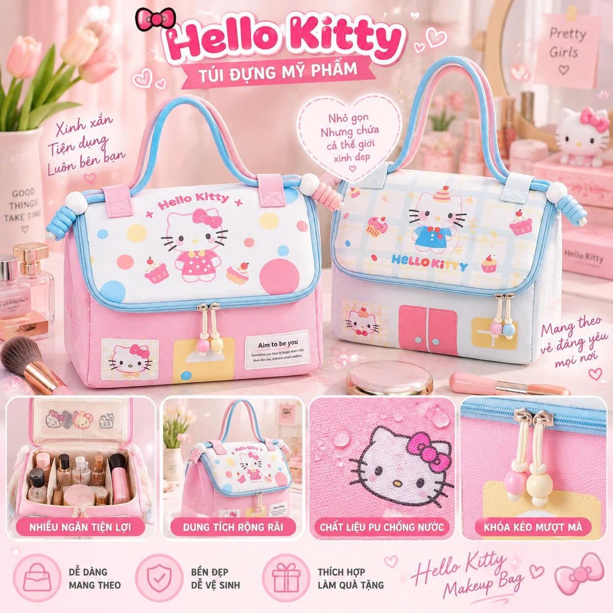 TÚI ĐỰNG MỸ PHẨM HELLO KITTY