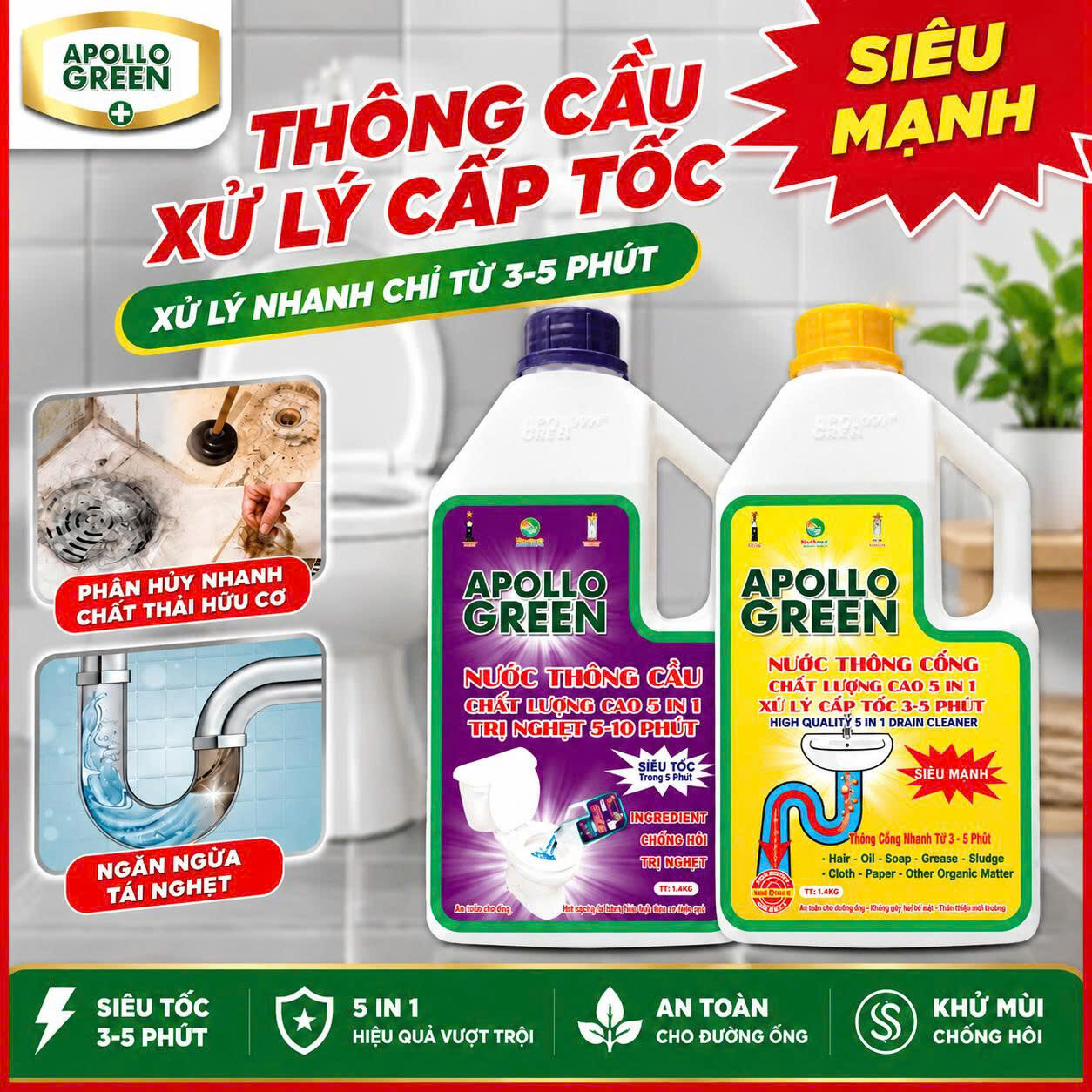 CHAI NƯỚC THÔNG CỐNG SIÊU MẠNH APOLLO 750GR 1 CHAI NƯỚC THÔNG CỐNG SIÊU MẠNH APOLLO 750GR